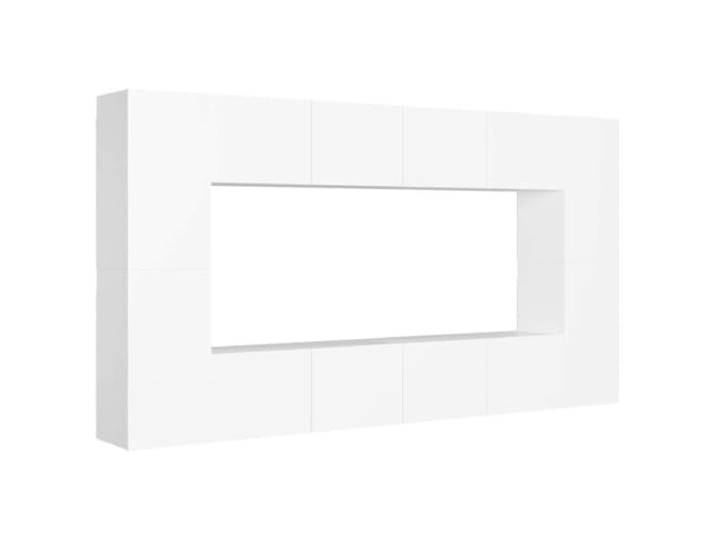 Kaorsrow 8-TLG TV-Schrank-Set Wandmontage Lowboard Weiß Holzwerkstoff Moderne Hängeschränke fürs Wohnzimmer mit viel Stauraum für Medien & Bücher. Pflegeleichte modulare Fernsehmöbel.