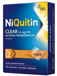 Niquitin Clear Adesivos Nicotina 14 mg Fase 2 14 sistemas transdérmicos