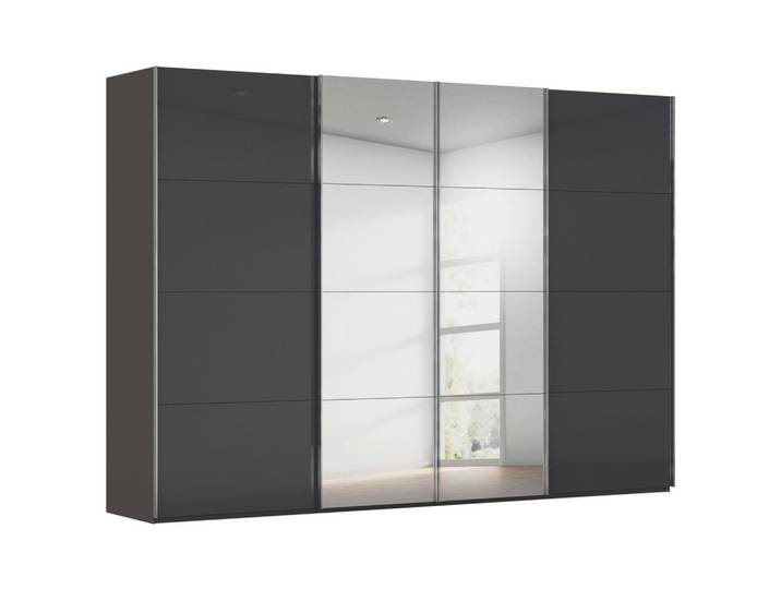 Schwebetürenschrank, Grau, 316x235x68 cm, Holzwerkstoff, 8 Fächer, Modern, Novel