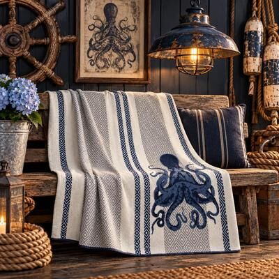 In2Green Deep-Sea Creature Knit Throw Multicolor