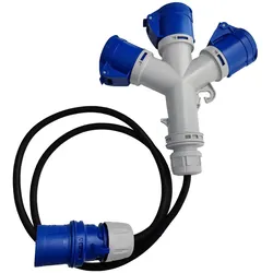 Marlanvil CEE Camping Adapterleitung Mehrfachsteckdose 3x 16A 3P 230V mit 1,5m Kabel IP44 6.80130.1