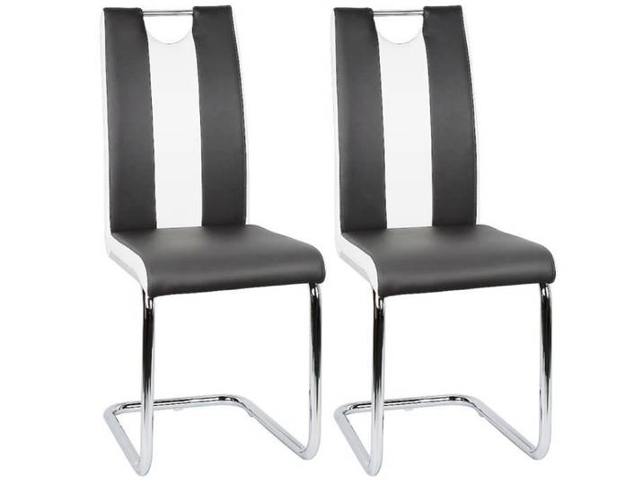 SUPFINE Chaise De Salle À Manger 2pcs Chaises De Cuisine Style Moderne Design Simple Noir Principal Et Blanc Secondaire