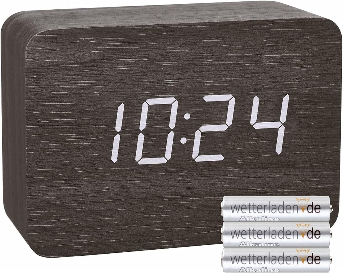 Draadloze Houtlook Wekker met Display en Alarm