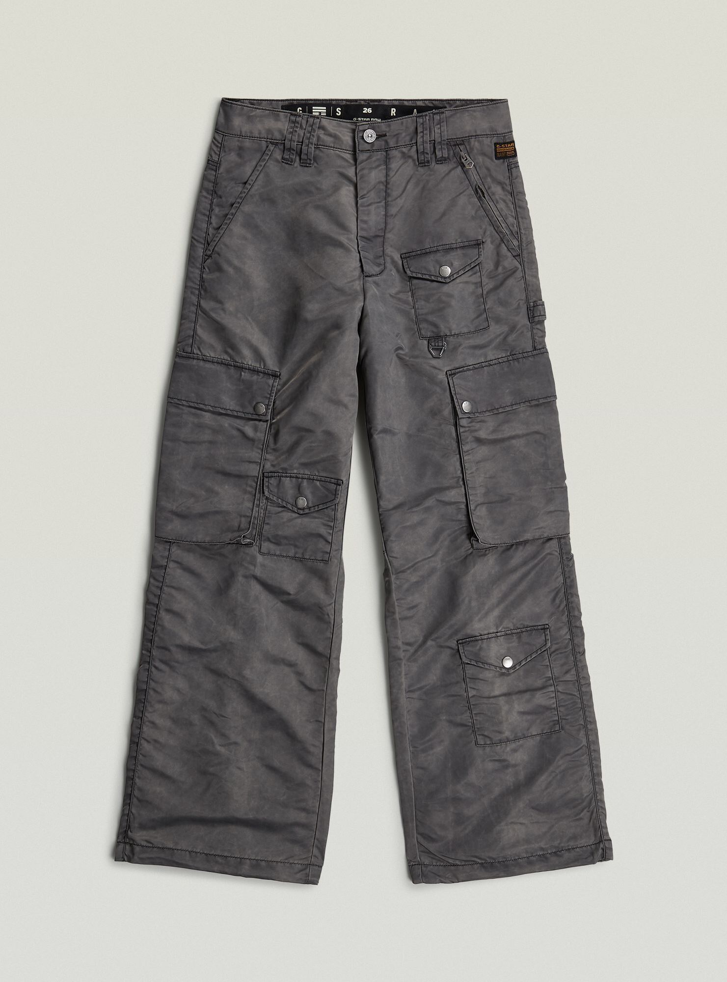Cargohose G-STAR "Mega Cargohose", Damen, Gr. 29, grau (coated vintage khaki), Obermaterial: 100% Polyimid, Hosen Cargohose