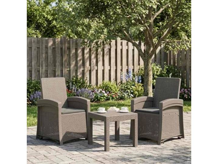 YUTAASU Liegesessel Garten Rattan-Optik 2 STK. Hellgrau Anthrazit 3-fach verstellbare Rückenlehne, wetterbeständiges Polypropylen, für Terrasse Balkon