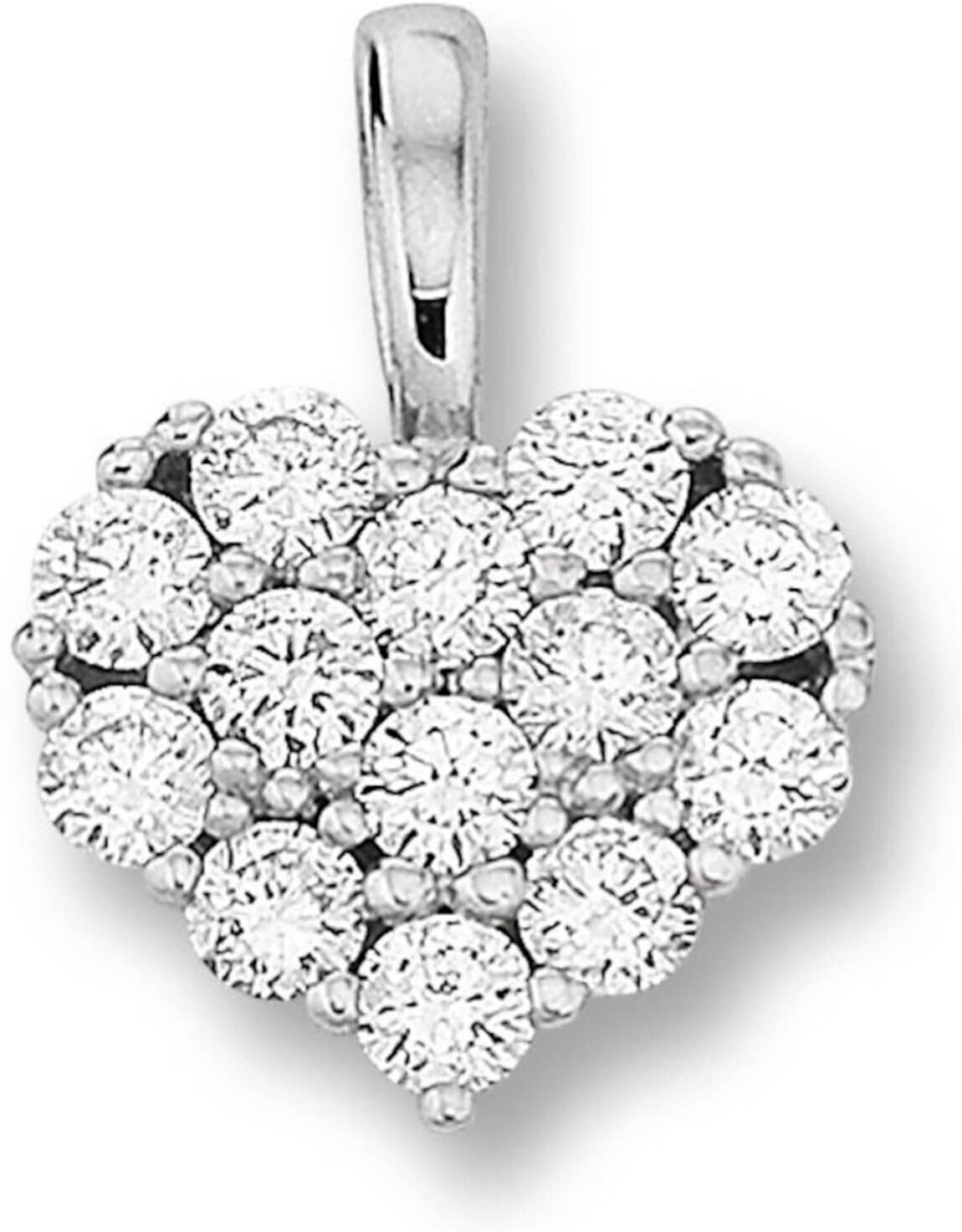 Kettenanhänger ONE ELEMENT "0.18 ct Diamant Brillant Herz Anhänger aus 585 Weißgold", silber, Schmuckanhänger, Damen, Weißgold 585, Kettenanhänger