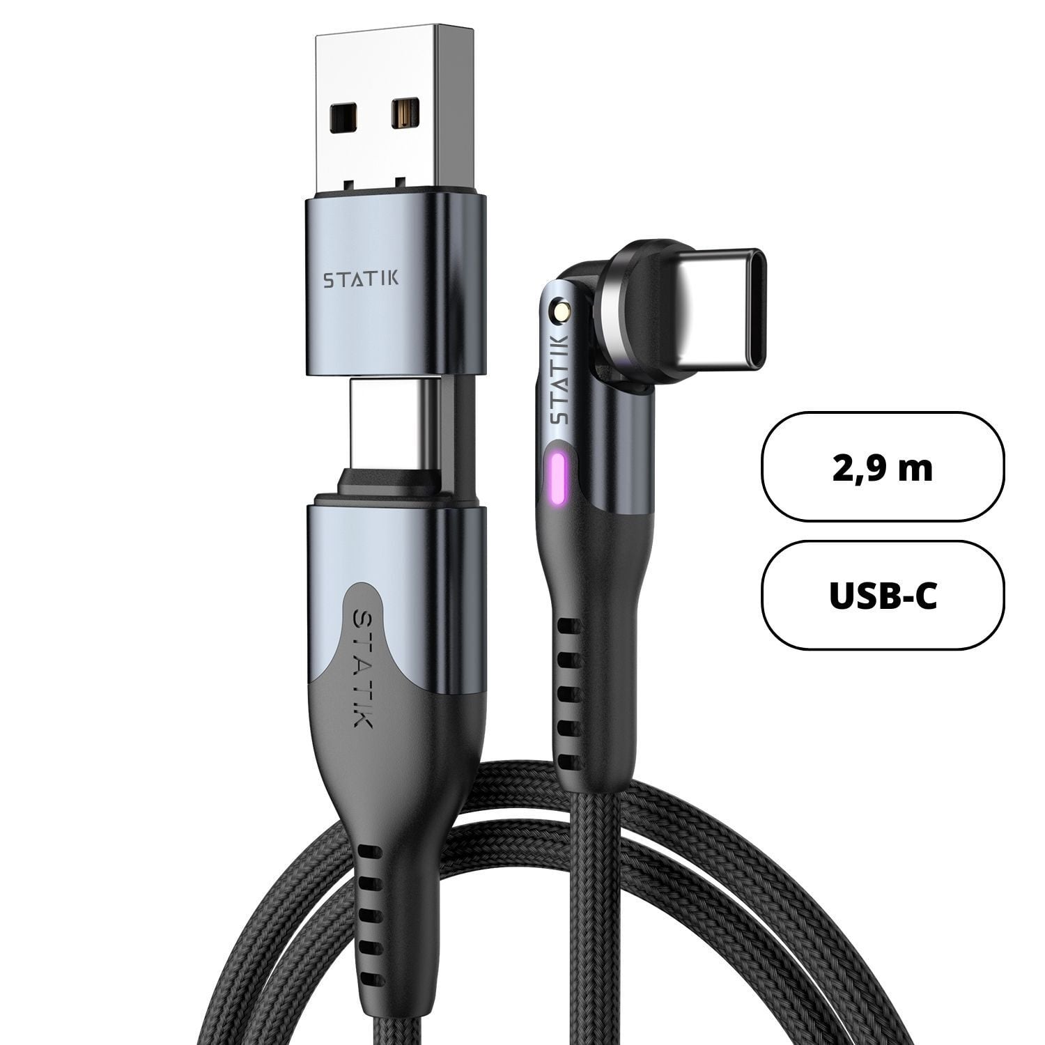 KeySmart Statik POWERPIVOT USB-C kabel 2,9 meter