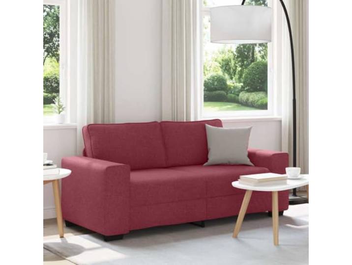 HEFZGDB Weinrotes 2-Sitzer-Sofa 140 cm Stoffbezug Polyestergewebe Wohnzimmer Sitzmöbel mit Breiten Armlehnen und robustem Holz Metall Gestell für Büro Gästezimmer gemütlich