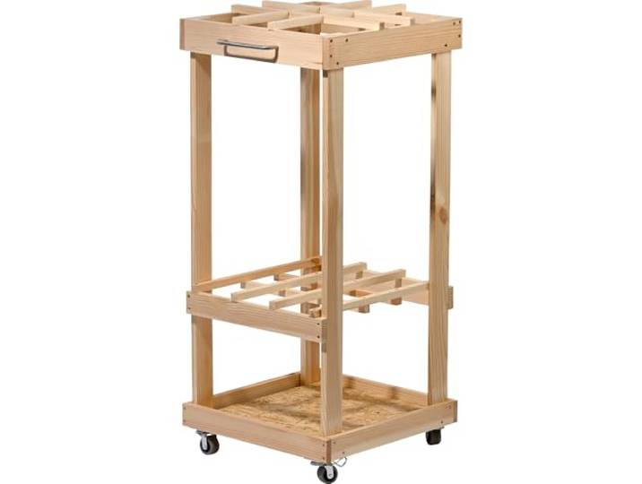 dobar® Organisateur d'outils de Jardin sur roulettes - Porte-Outils de Jardin Mobile en Bois - Étagère à Outils de Jardin à roulettes pour Jardin\, Garage et abri de Jardin - 38 x 38 x 86 cm