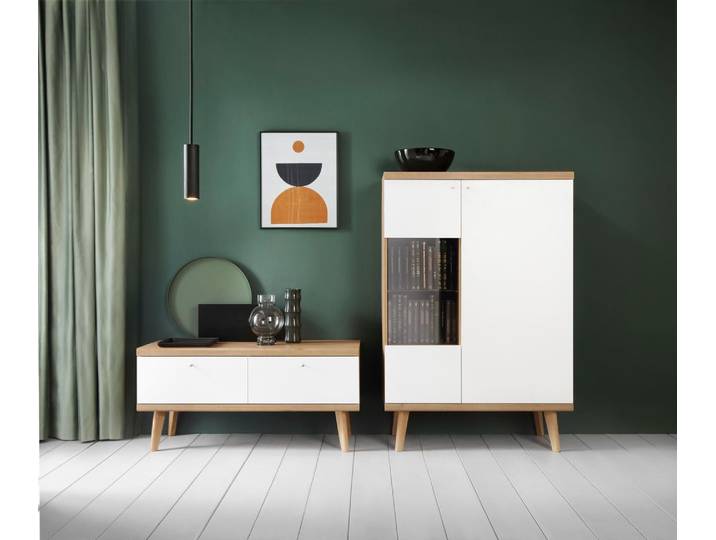 Wohnzimmer-Set Wohnzimmer Set – PRIMO – 2-teilig – Weiß / Sonoma