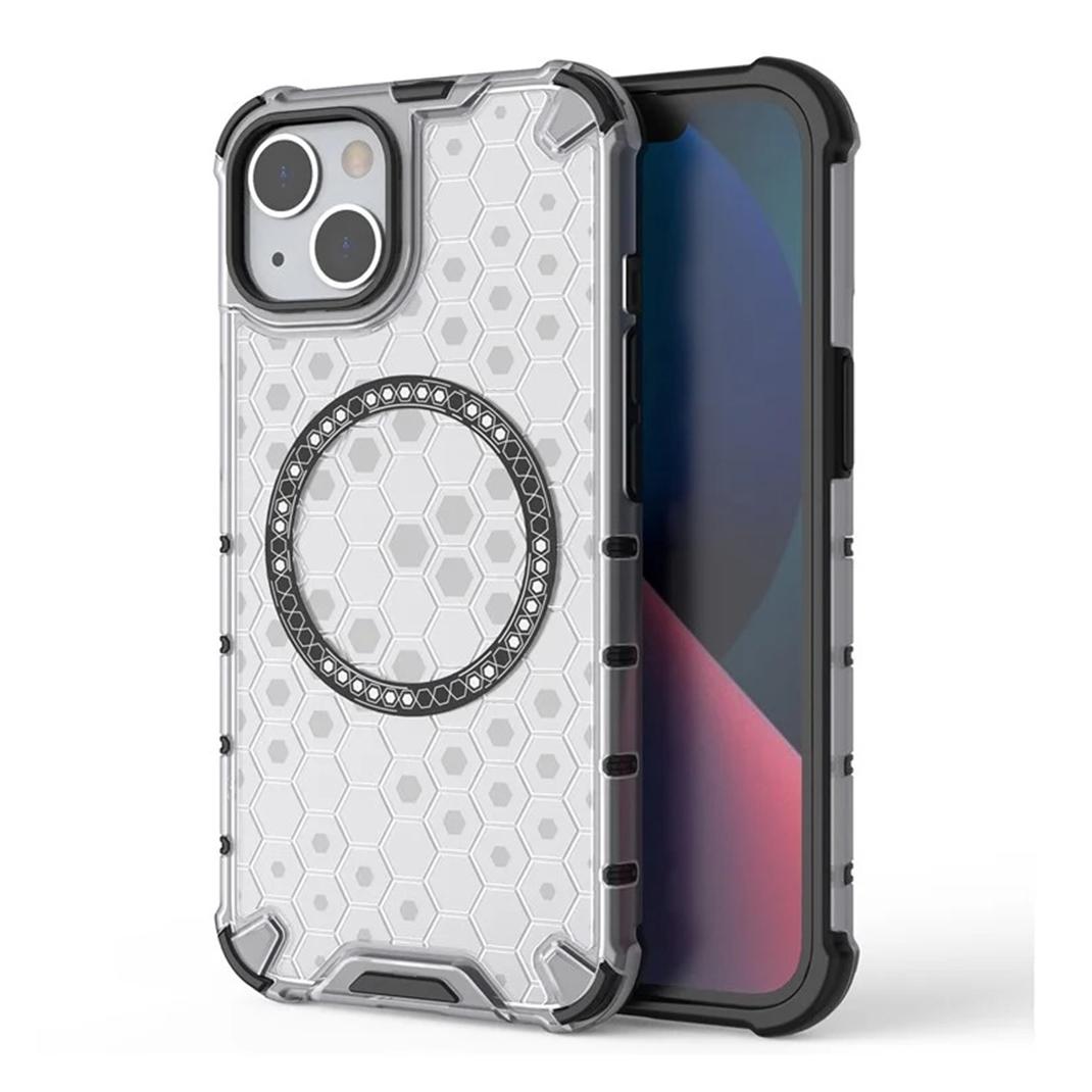 Techsuit - HoneyComb Shield MagSafe - iPhone 14 - White (Apple iPhone 14) (57967731)