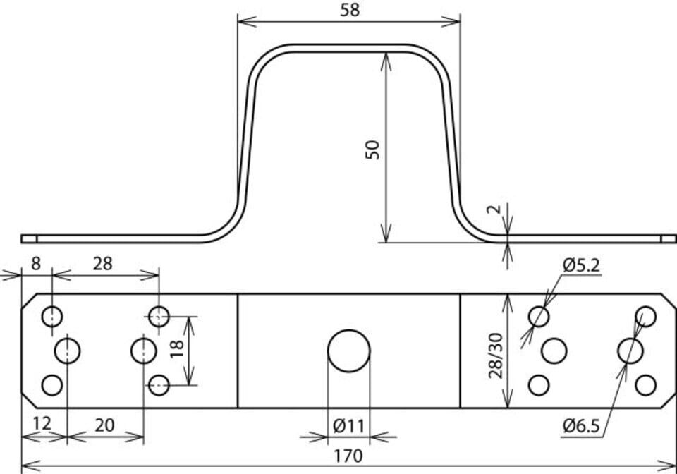 DEHN Überbrückungslasche L170mm Al m.Bohr. UEBLL170B11B5265AL ; Dehn & Söhne (377006)