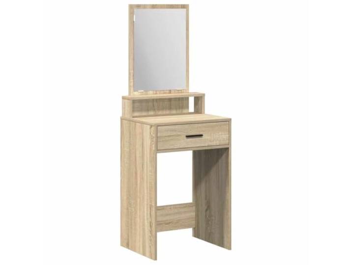 Xhnifbn Schminktisch Sonoma-Eiche 50x41x140 cm Frisiertisch mit Spiegel Kompakter Kosmetiktisch fürs Schlafzimmer mit integriertem Spiegel, geräumigen Schubladen und eleganter Holzoptik.