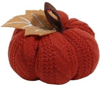 Uplifted Goods Knitted Soft Wool Pumpkin Ornament For Home Thanksgiving Harvest Decoration red