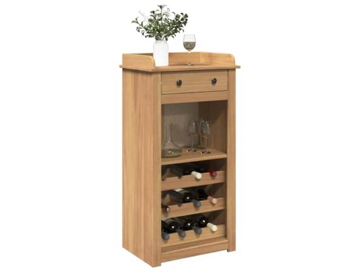 Xolmizyn Weinregal - Kiefernholz Weinschrank für 9 Flaschen, rustikal Robustes Massivholz, Platzsparendes Design, Vielseitig einsetzbar