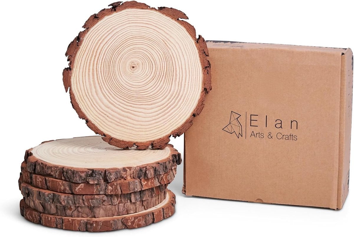 6 Ronde Houten Schijven voor Knutselen, Branden en Decoratie (Diameter: 24-27 cm)