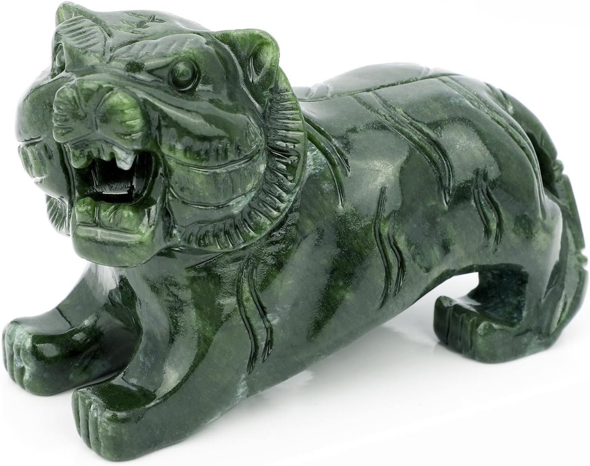 Dailygoods Handgemaakt Tijgerstandbeeld Jade Sculptuur Decoratief Ornament voor Binnen