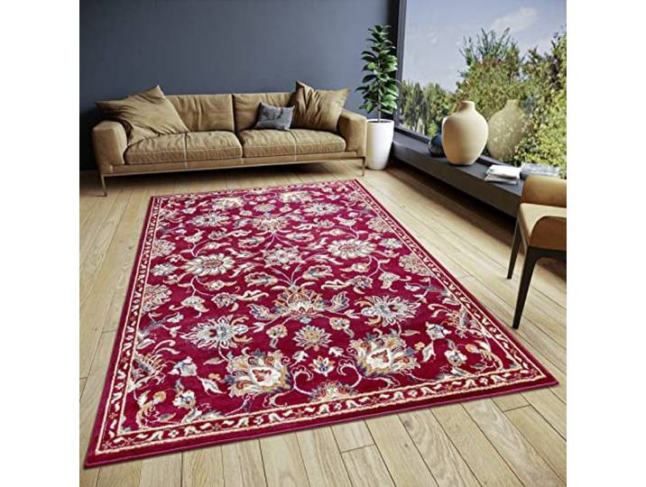 Hanse Home Caracci Tapis Oriental – Tapis Oriental Classique\, tissé serré avec Ornements et Motifs Floraux à Poils Courts Doux pour Chambre à Coucher\, Salle à Manger\, Salon\, Couloir\, Cuisine - Rouge\,