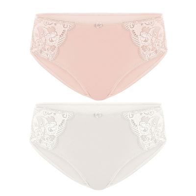Slip SUSA "2er Pack Damen Slip Latina", Damen, Gr. 40, bunt (champagner beige), Obermaterial: 78% Polyamid PA. 16% Elasthan EL. 6% Baumwolle CO., Unterhosen Slip