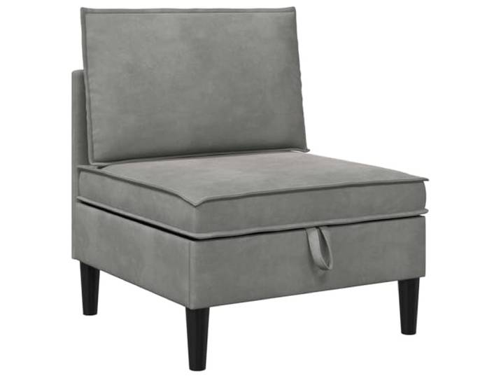 Makastle Mittels Sofa Couch mit Stauraum Hellgrau Samt