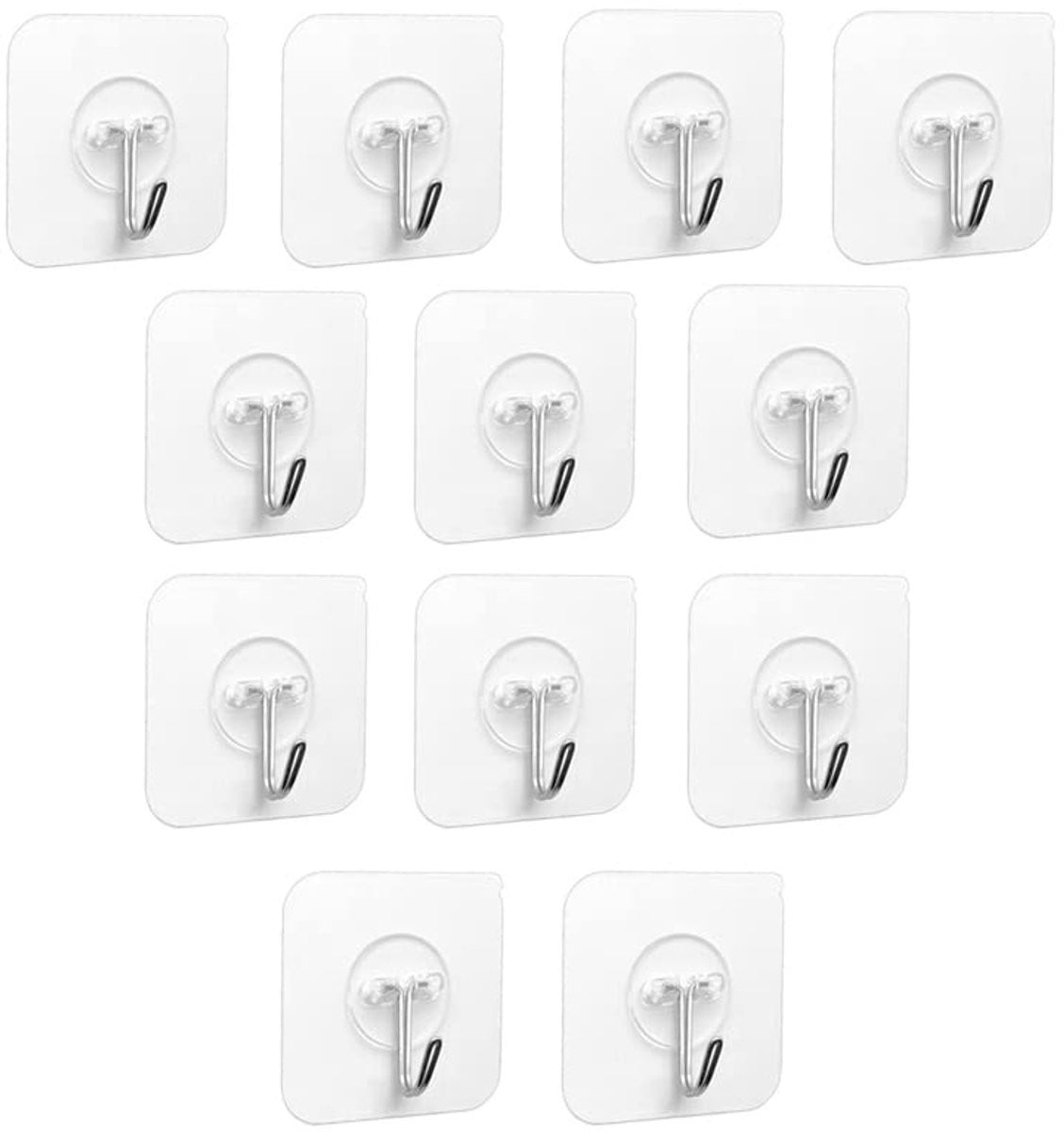 Dailygoods Wandhaakjes 12 stuks - Zelfklevend - Draaggewicht 5 kg - Geschikt voor Badkamer en Keuken - PVC en Roestvrij Staal