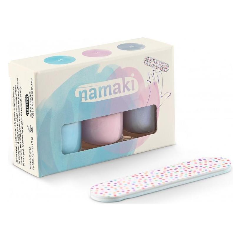Namaki Kindernagellack (Blue Silver, Frosted blue, Pale Pink, Farblack, Gel-Effekt Nagellack) (98.110924)