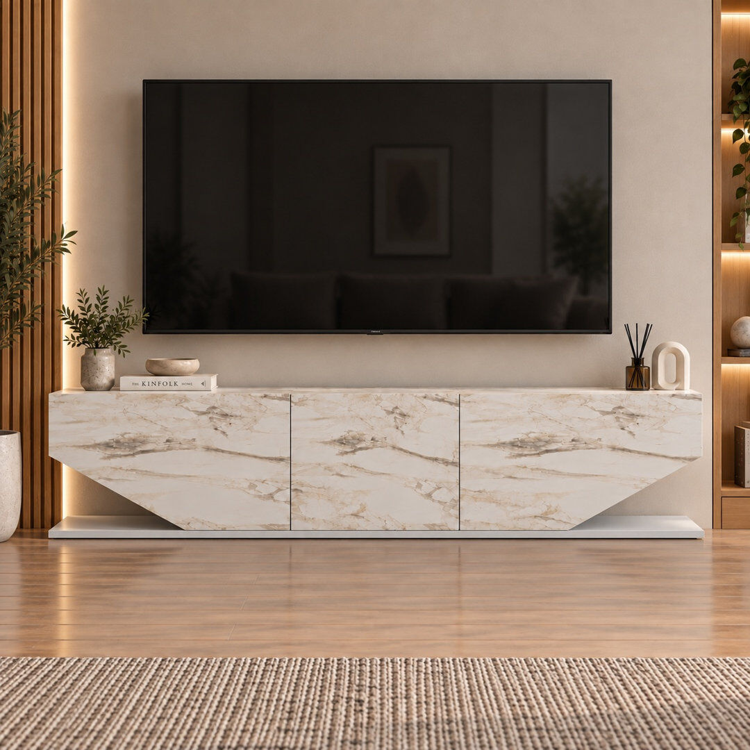 Ivy Bronx Pearl Modern TV Stand TV Unit for TVs up to 71" Ephesus/White 70"