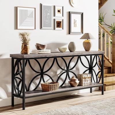 Jiallo "70.9"" Extra Long Industrial Console Table Vintage Grey"