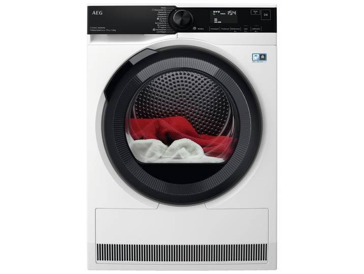 AEG Wärmepumpentrockner TR9T75680, 3D-Scan-Restfeuchteermittlung, trocknet Wolle und Seide , Energieeffizienz: C, weiß, B:59,6cm H:85cm T:66,3cm, Trockner, 3D-Scan: Daunenjacken so flauschig und warm wie am ersten Tag, Wärmepumpentrockner