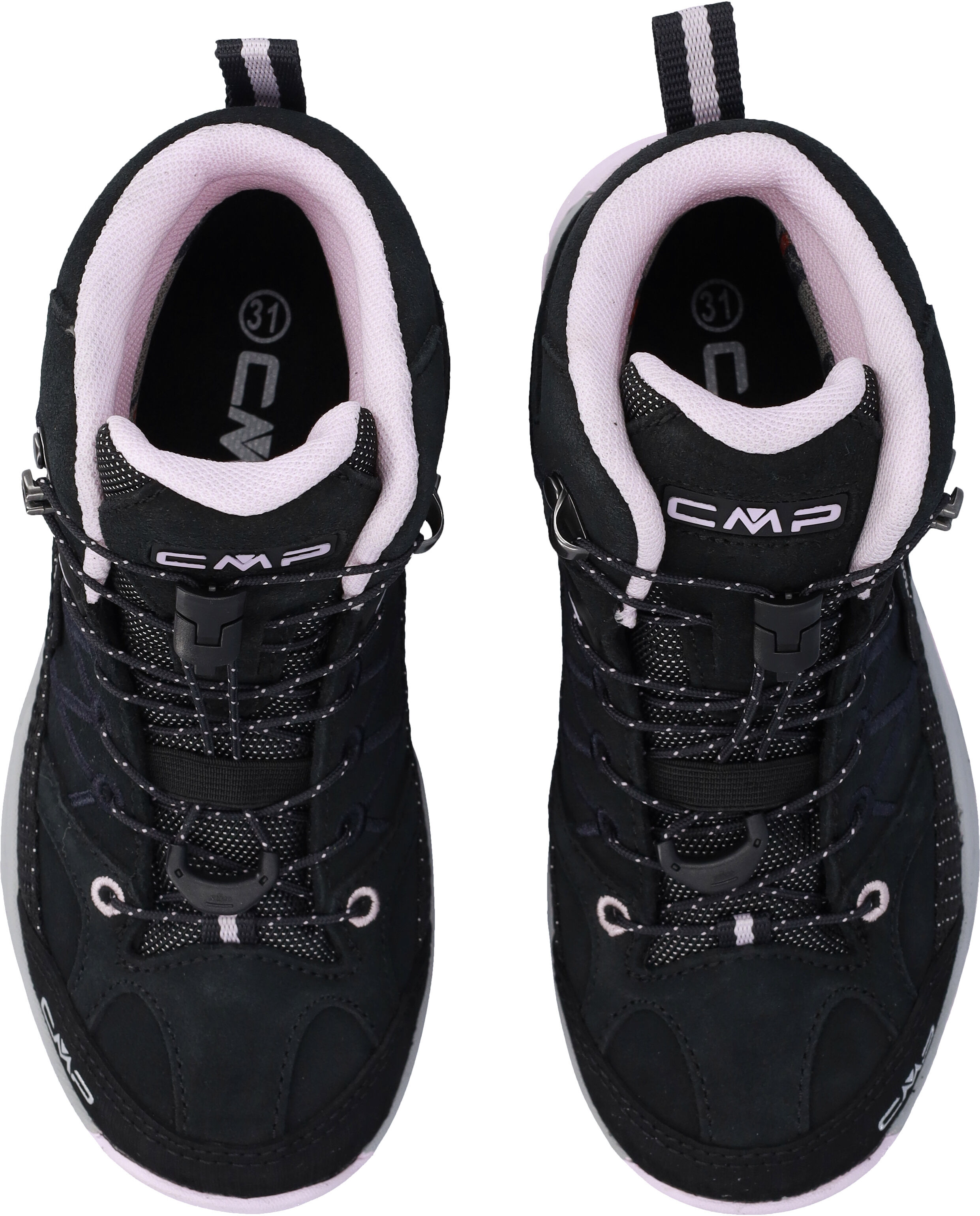 Wanderschuh CMP "KIDS RIGEL MID WP TREKKING SHOES", Kinder, Gr. 35, Synthetik, schwarz (antracite, soft pink), Leder, Schuhe Wanderschuh, wasserdicht antracite, soft pink 35, Synthetik