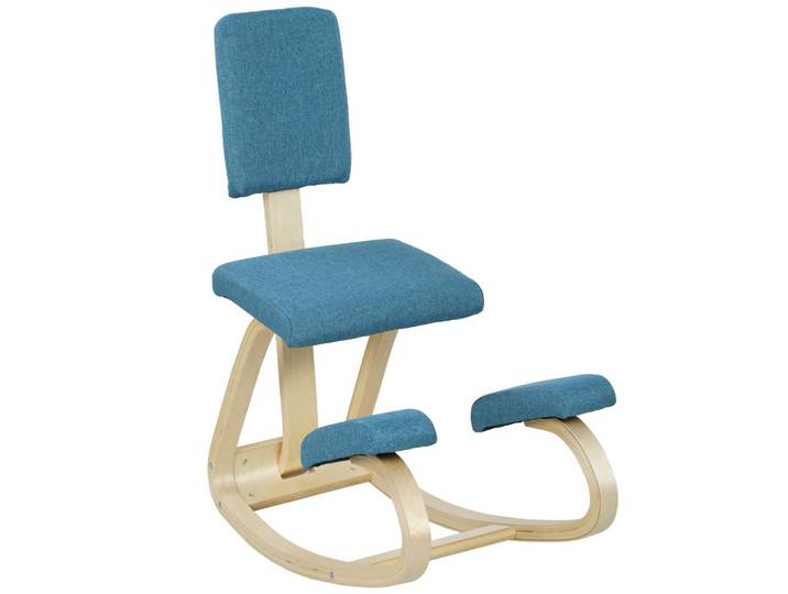 KNIESTUHL Birkenholz Polyester Blau