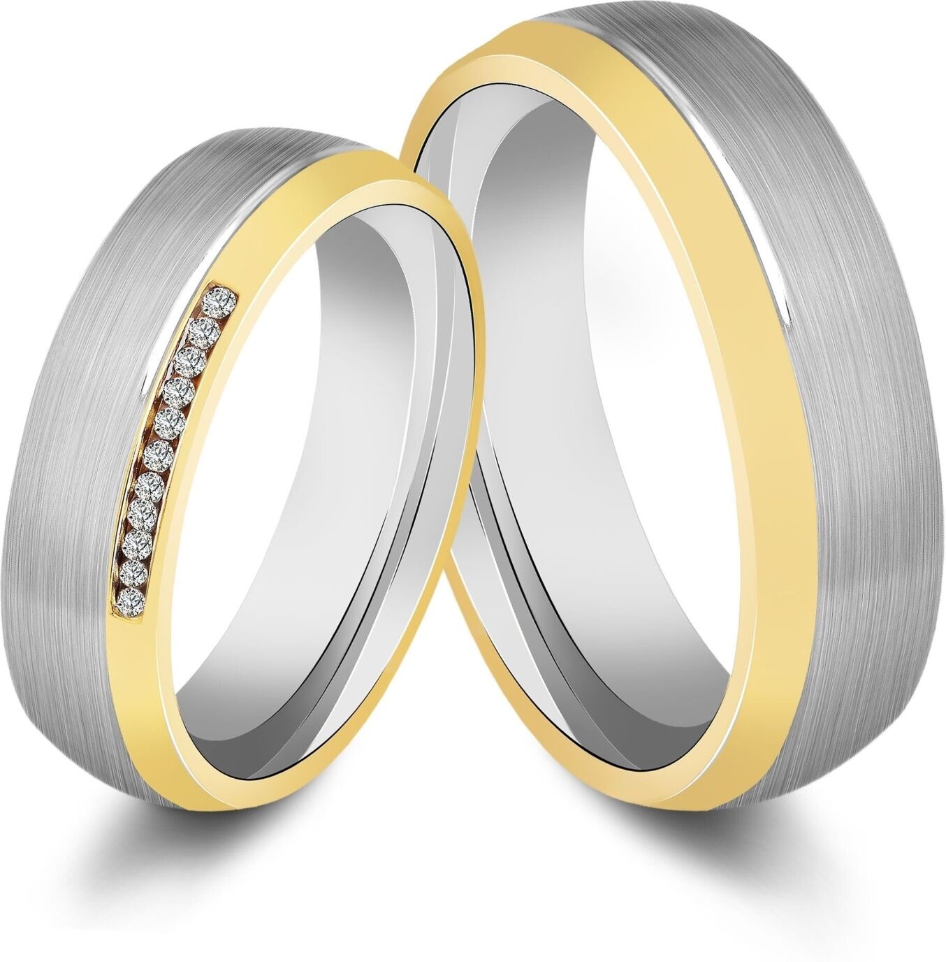 Partnerring AKZENT "Benhol" Partnerringe Set - Verlobungsring - Wasserfest" Gr. 56, silber (bicolor56), Fingerringe, Herren, 56, Edelstahl, Partnerring
