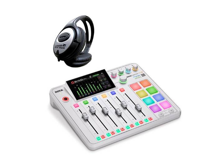 RØDE Rode Rodecaster Pro II Weiss mit Kopfhörer Digitales Aufnahmegerät