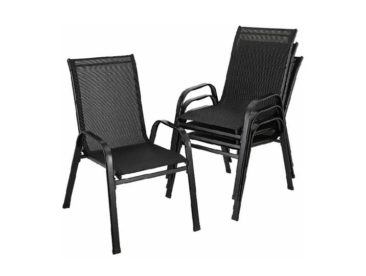 Chaises de jardin pliantes en acier et tissu Teslin, dossier haut, chaise de balcon, chaise de camping, sièges extérieurs, noir, groupe, 4 pièces