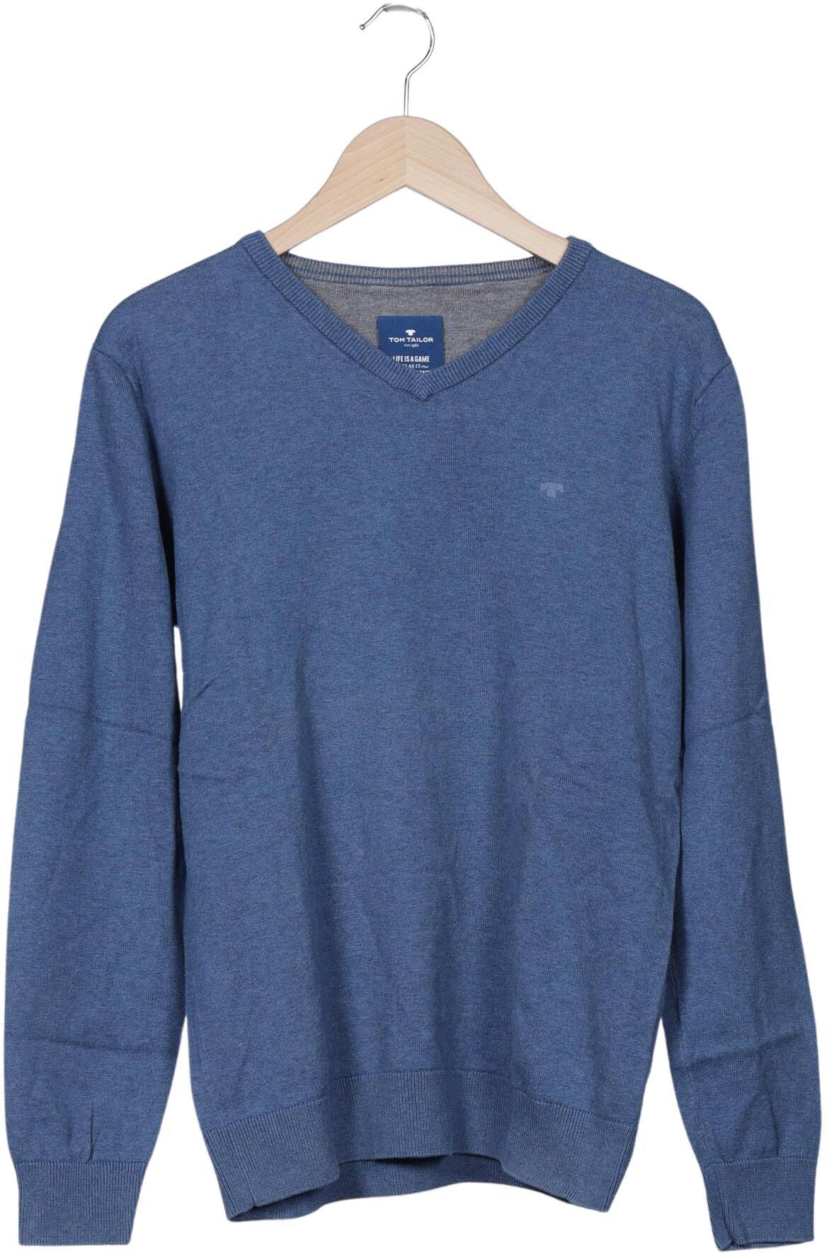 Tom Tailor Herren Pullover, Blau, Gr. L, Baumwolle - Second Hand