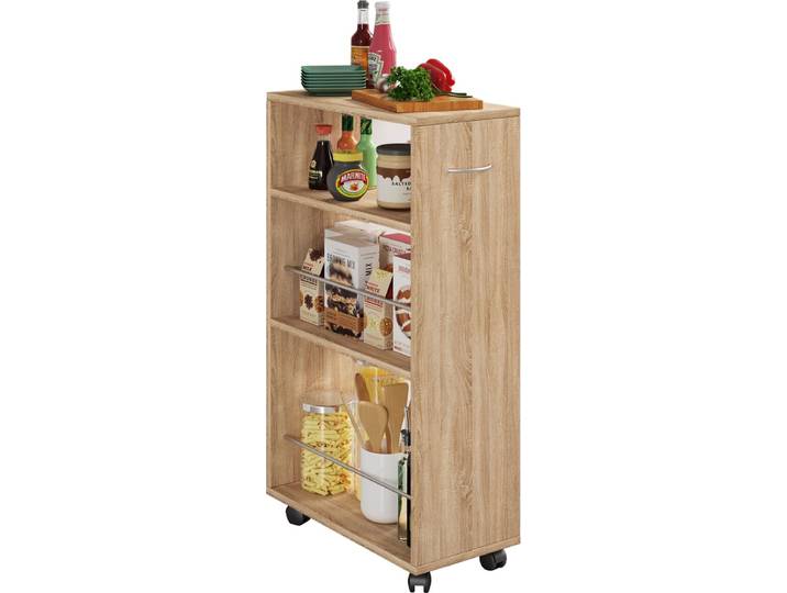 Houten keukentrolley Serveerwagen Rollende trolley Nissenkast oprolbare wielen Tusal