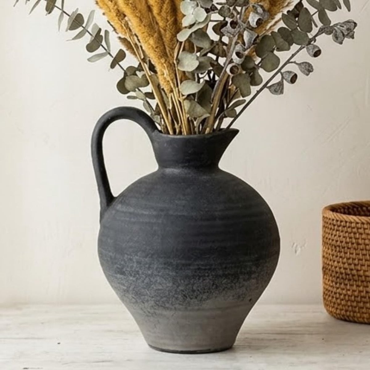 Dailygoods Handgemaakte Keramische Vaas in Terracotta - Rustieke Bloemenvaas voor Landelijke Decoratie