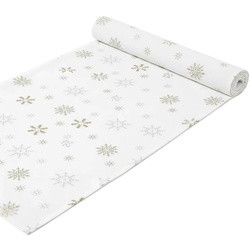TISCHLÄUFER Weihnachten 44/178 cm, weiß mit Schneeflocken
