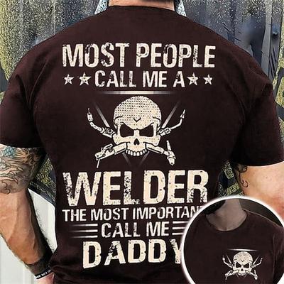 Herren Schweißer Papa Grafik T-Shirt - Wichtigste nenn mich Papa Kurzarm Schwarz