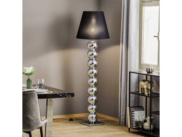 Stehlampe Fulda Argon, schwarz, für Wohn- / Esszimmer, Textil / Stoff / Seide, Stehlampe