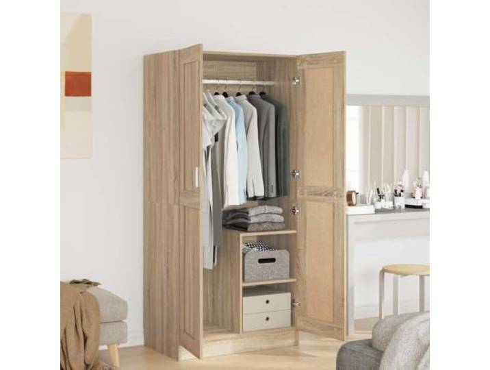 Kleiderschrank Sonoma-Eiche 82,5x51,5x180 cm Holzwerkstoff Großes Fach,reichlich Stauraum,Kleider und Accessoires,schicke Note,einfach reinigen,kompakte Bauweise
