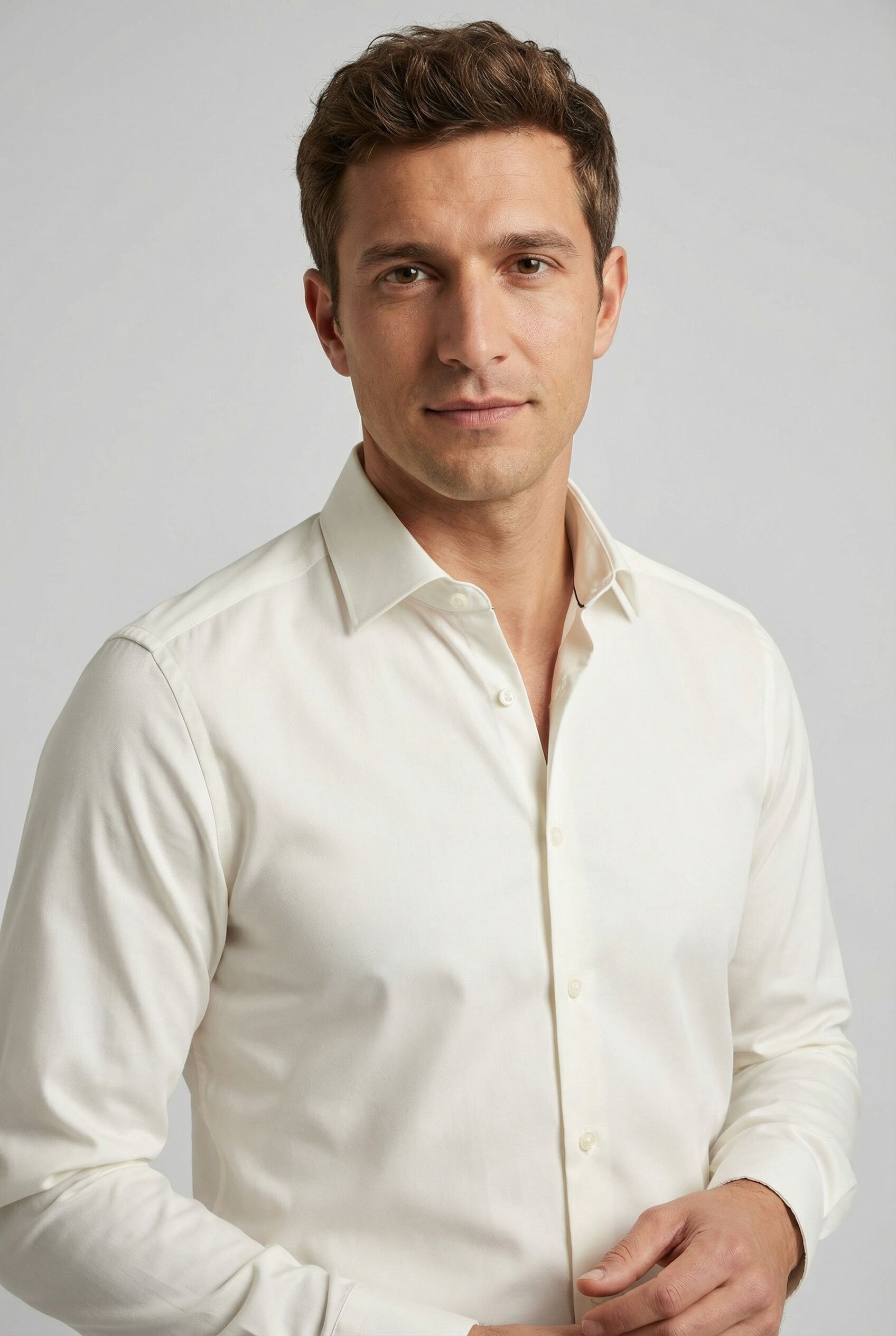 Businesshemd OLYMP "Level Five body fit", Herren, Gr. 37, N-Gr, beige (hellbeige), Web, Obermaterial: 97% Baumwolle, 3% Elastolefin, 2-Knopf-Manschette, Hemden Businesshemd, schlichtes Design hellbeige 37, N-Gr
