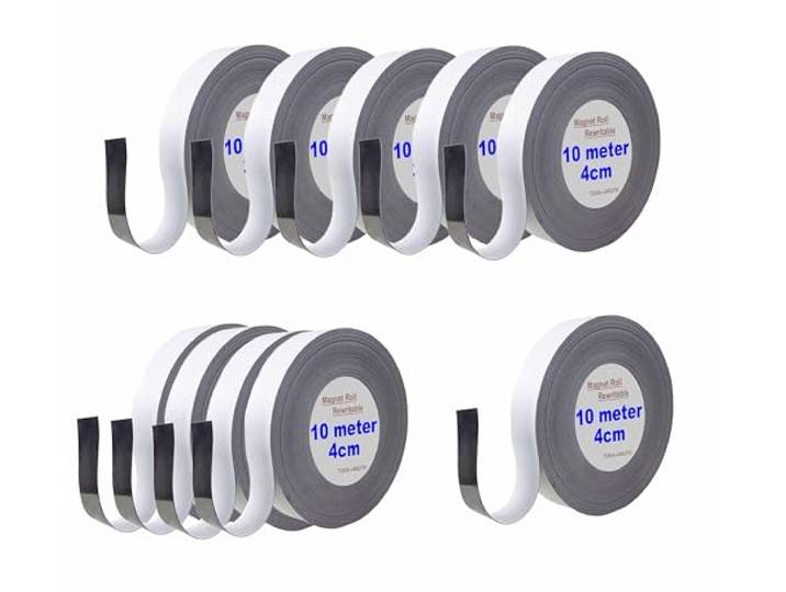 TUKA 100m x 40mm x 1mm Magnetband Wiederbeschreibbar, Kennzeichnungsband für Lagerkennzeichen, Whiteboard, Kühlschrank, Magnettafeln usw. Beschreibbar Abwichbar Zuschneidbar, 10x10m Weiß TKD9046