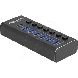 DELOCK 64326 - USB 10 Gbp/s Hub, 7 Port,  4 x USB-A Schnellladen, 3 x USB-A, Sc
