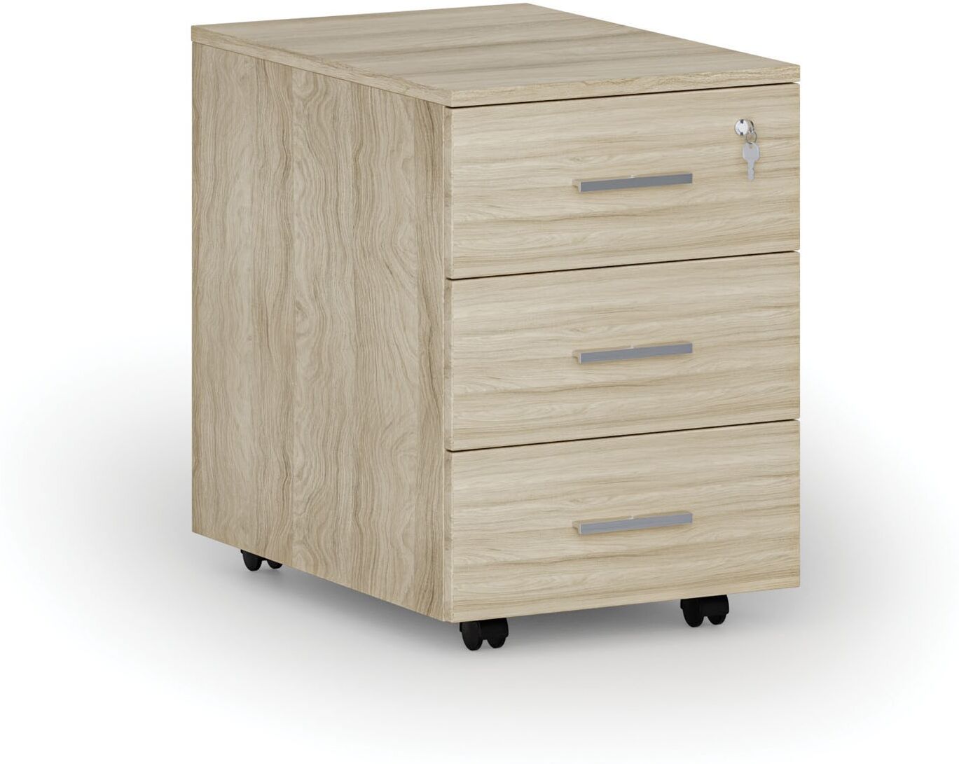 B2B Partner Büro-Rollcontainer SEGMENT, 3 Schubladen, Eiche natur