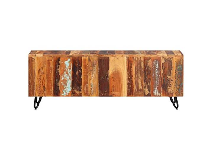 KGHERMDF TV-Schrank 110x30x40 cm Altholz Massiv Recyceltes Holz, Handgefertigt, Vintage-Stil, Robuste Tischplatte, Einzigartige Farbvariationen