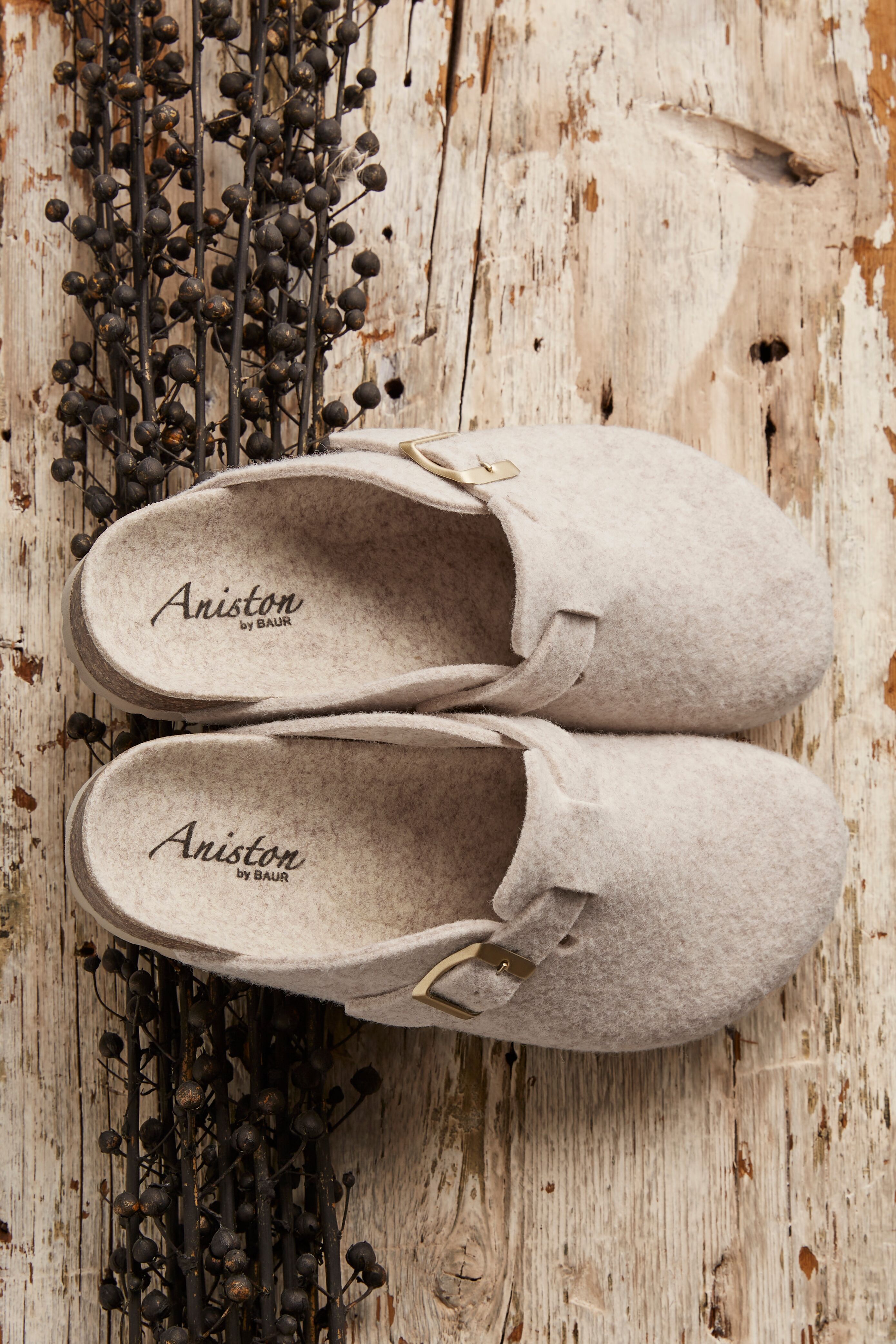 Clog ANISTON SHOES, Damen, Gr. 41, Textil, beige (beige meliert), meliert, Schuhe Clog, Hausschuh, Homeslipper mit verstellbarem Riemchen