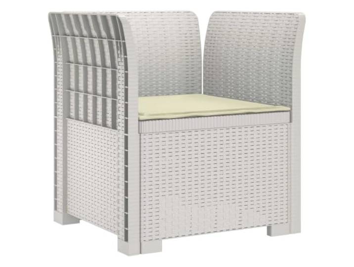 KTHLBRH Sessel 1-Sitzer mit Kissen in Rattanoptik PP weiß Modulares Design, cremefarbenes Kissen aus Polyester, Sitztiefe 55 cm, Belastung 120 kg