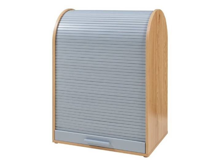 Armoire de bureau - HELLOSHOP26 - 80 x 60 x 40 cm - MDF + bambou - Porte à rideau - Design contemporain