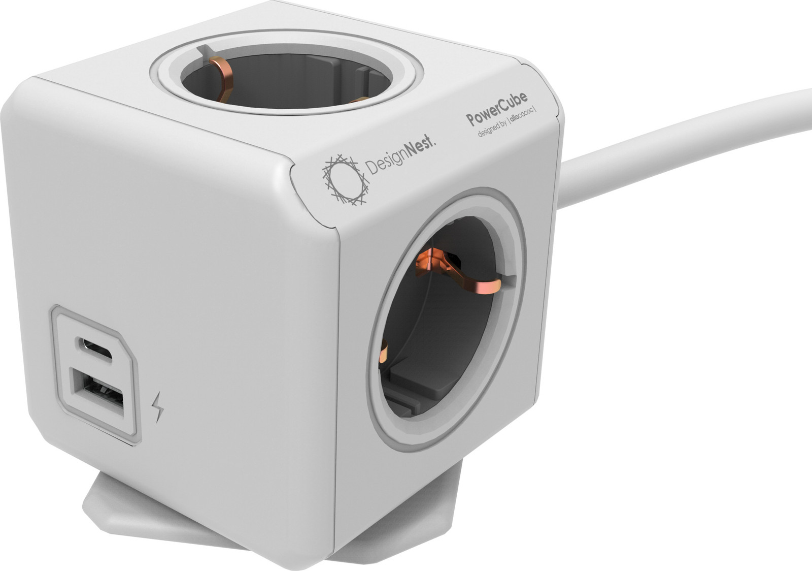 Allocacoc PowerCube Extended met USB-A en USB-C poorten, 1,5 meter